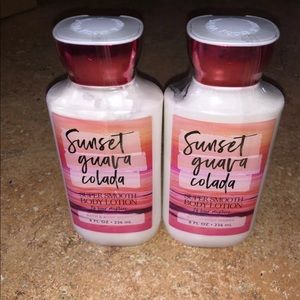 Two brand new sunset guava colada lotions